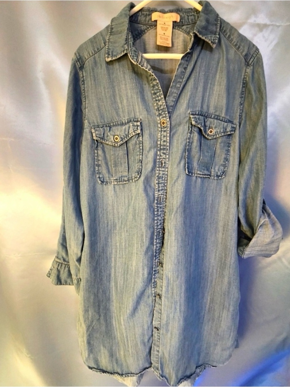 Philosophy Blue Chambray Button Down Shirt Dress